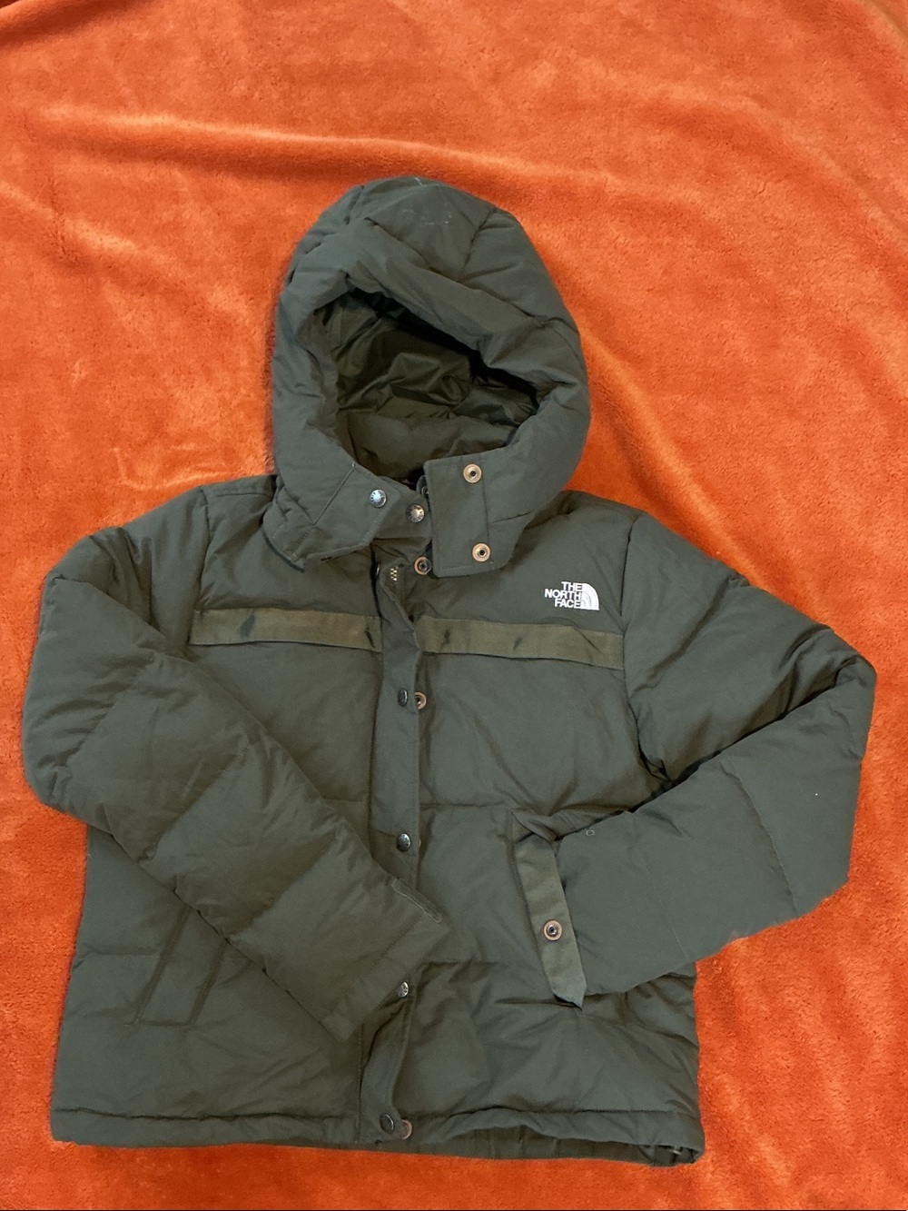 The North Face Women’s Hooded Puffer Jacket in Dark Olive